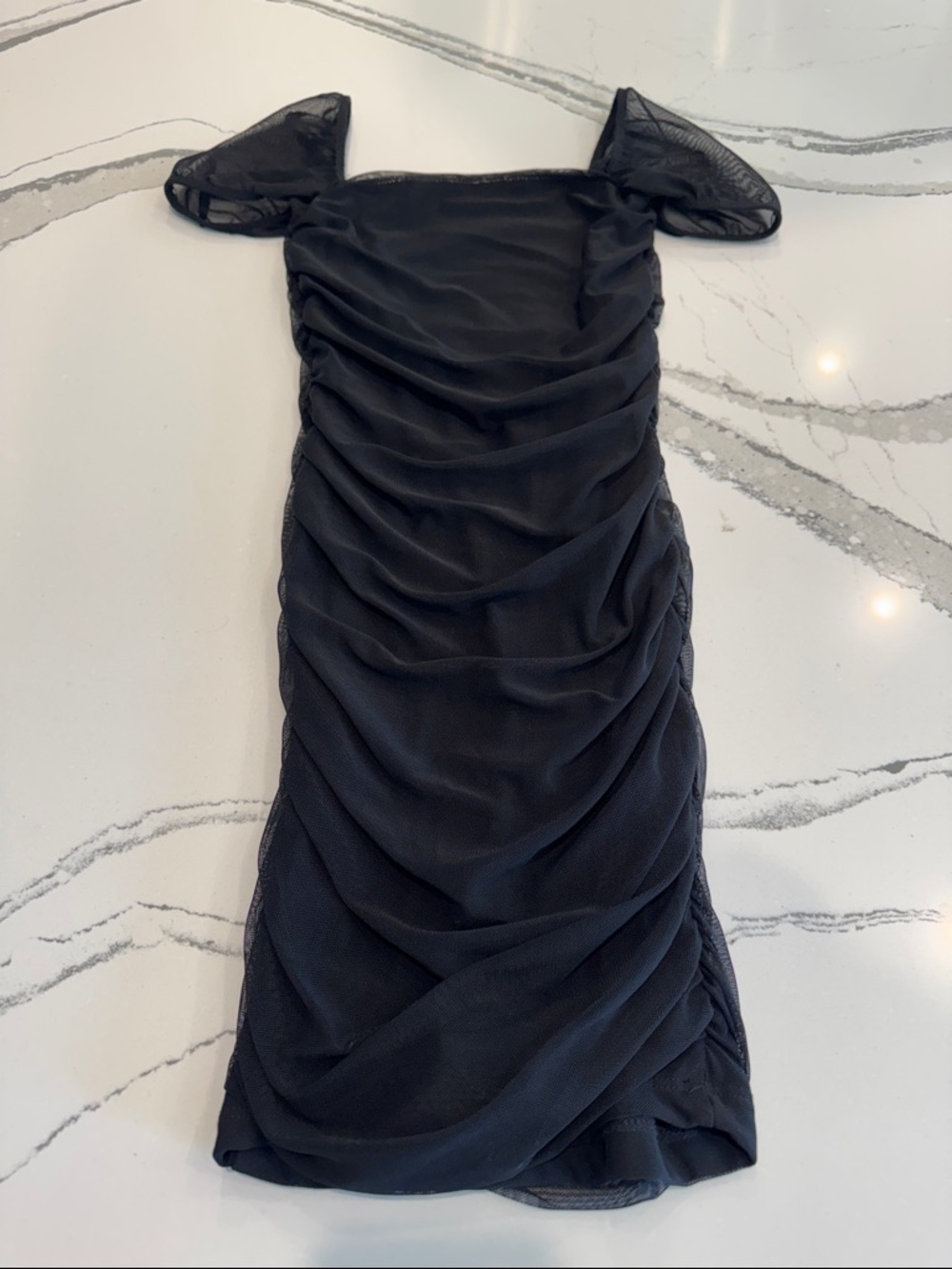 Pixie Lane Girls Mesh Cap Sleeve Ruched Dress Black Size 9/10